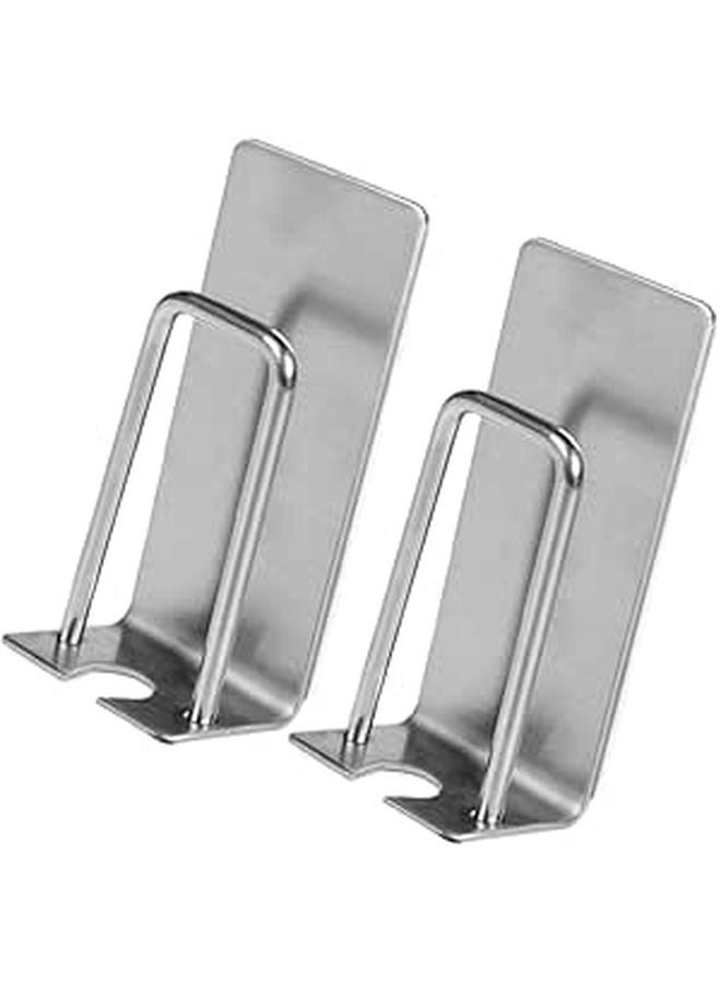 Stainless Steel Wall Mounted Toothbrush Holder 2 Pack Self Adhesive Bathroom Storage Rack - Image 1