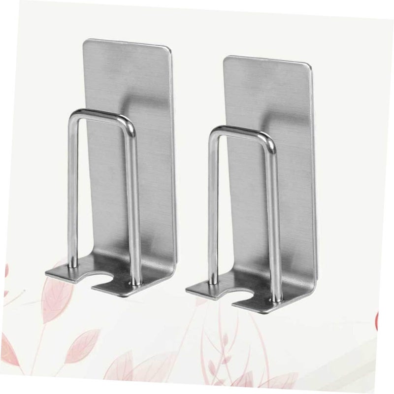 Stainless Steel Wall Mounted Toothbrush Holder 2 Pack Self Adhesive Bathroom Storage Rack - Image 4