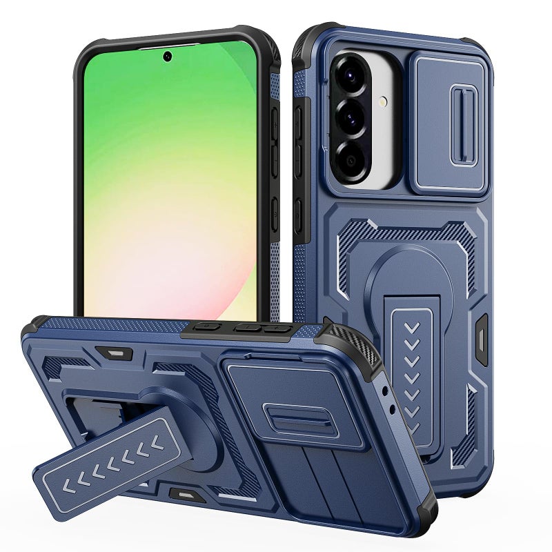 Case Cover Shock resistant UNBLACK Kickstand Camshield TPU + PC Compatible with Samsung Galaxy A56 /A36 (Blue)