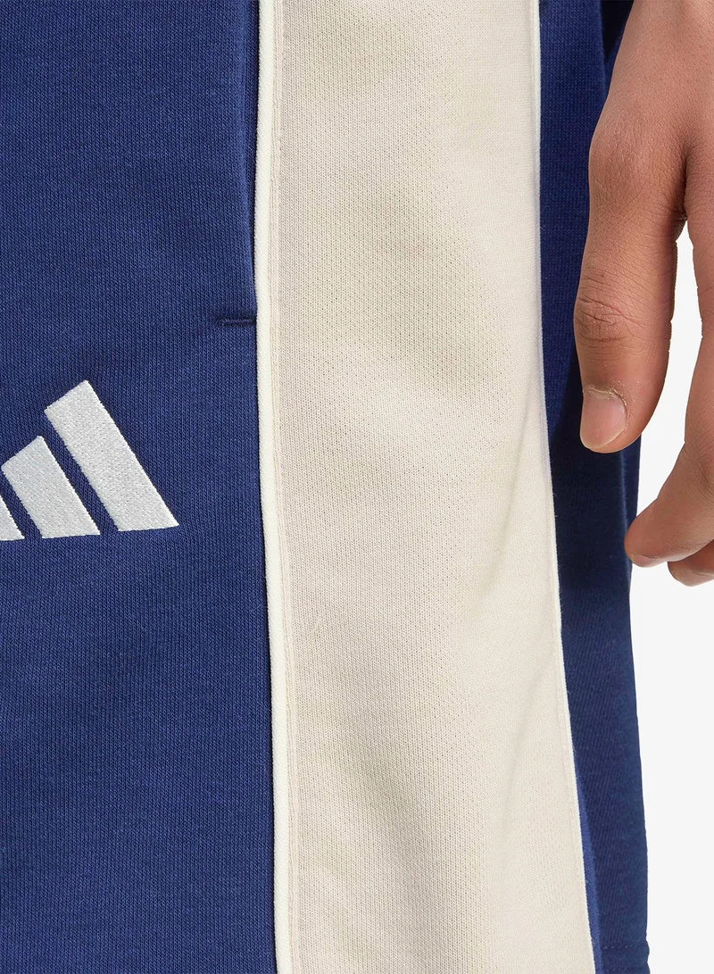 Adidas DKBLUE/WONALU Seasonal Essential Colourblock Fleece Shorts for Men | Best Price UAE