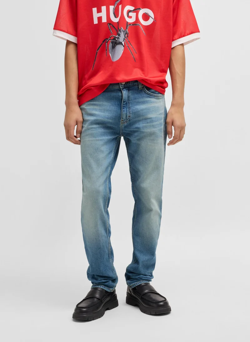 HUGO Slim-fit jeans in mid-blue stretch denim