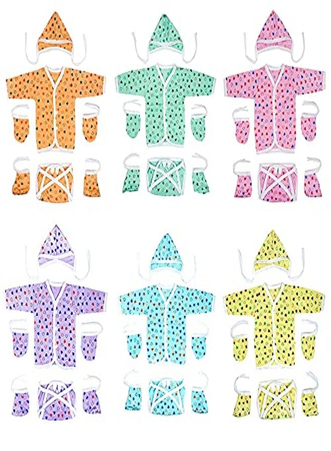 Toddylon فستان تويدي للمواليد الجدد من القطن | مجموعة هدايا مطبوعة للأطفال (0-6 أشهر) متعددة الألوان - Image 2