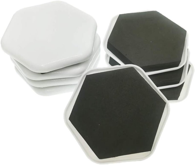 كلاراكو 8 قطع من وسادات تحريك الأثاث القابلة لإعادة الاستخدام، لتسهيل تحريك السجاد والأثاث - سداسي أبيض 7.5 سم، كما هو موضح - Image 1