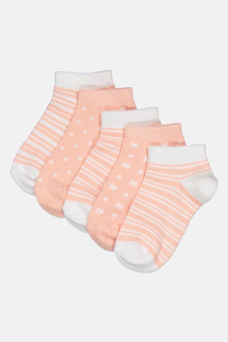 bebe Toddlers Girl 5 Pairs Allover Print Ankle Socks, Multicolor - Image 1