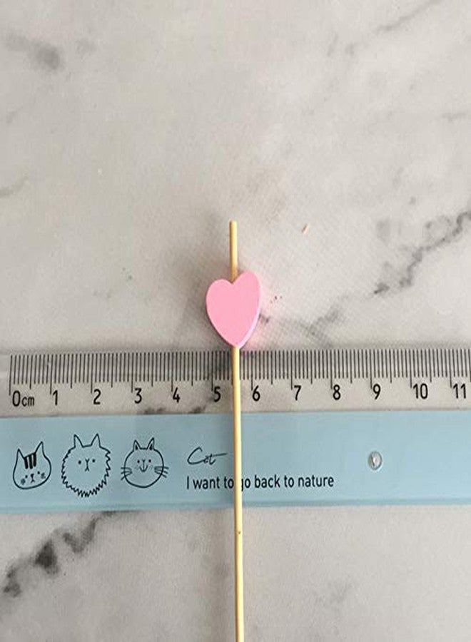 Beetoo 100pcs Handmade 4.7" Pink Heart Cocktail Sticks Toothpicks Sandwich Fruit Appetizer Bamboo Toothpicks Cocktail Picks Party Supplies - Image 4