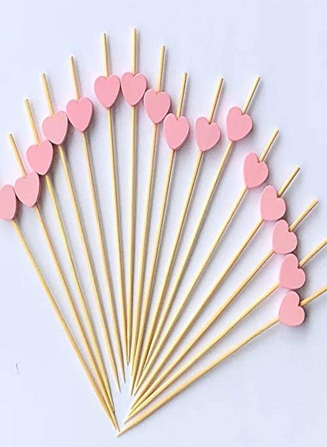 Beetoo 100pcs Handmade 4.7" Pink Heart Cocktail Sticks Toothpicks Sandwich Fruit Appetizer Bamboo Toothpicks Cocktail Picks Party Supplies - Image 5