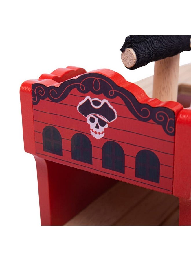 Bigjigs Rail Bigjigs Rail Wooden Pirate Ship Galleon - Pirate Accessories for Wooden Train Sets, Bigjigs Train Accessories, Pirate Ship Toys for Kids, Wooden Toys for 3 4 5 Year Olds  - Image 4