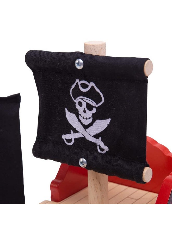Bigjigs Rail Bigjigs Rail Wooden Pirate Ship Galleon - Pirate Accessories for Wooden Train Sets, Bigjigs Train Accessories, Pirate Ship Toys for Kids, Wooden Toys for 3 4 5 Year Olds  - Image 5