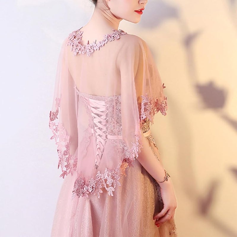 وشاح عروس من الدانتيل الشمبانيا كابليت لفستان الزفاف والفعاليات الرسمية - Image 5