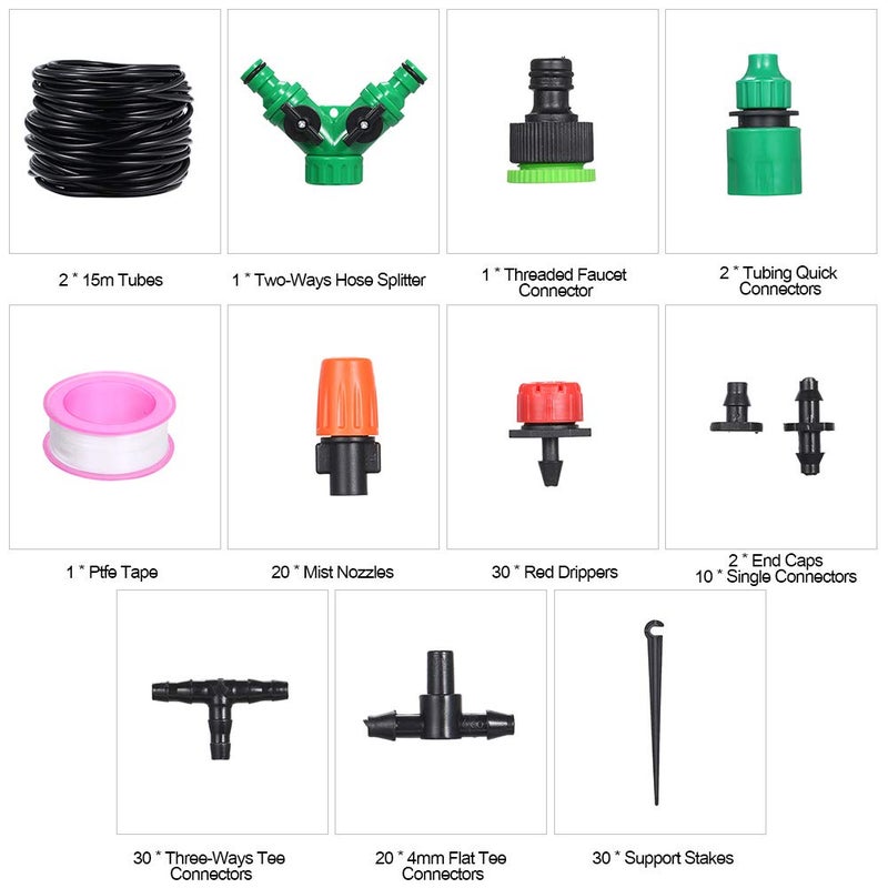 Eacam Garden Irrigation System - DIY Water-Saving Automatic Drip Kit With Spray Self Watering for Greenhouse, Flower Bed, Patio, Lawn - Image 3