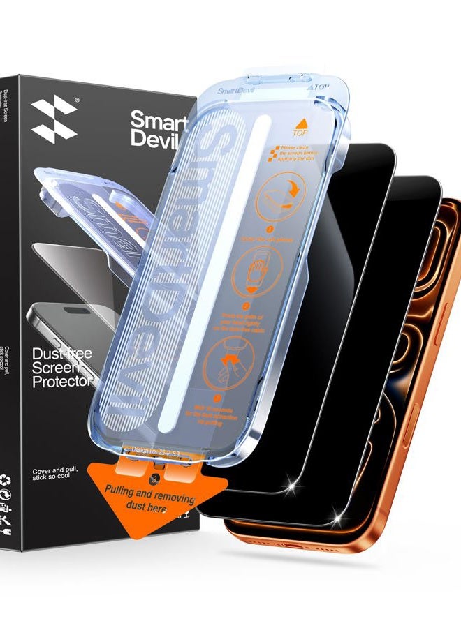 2 Pack Tempered Glass for iPhone 17 Pro Privacy Screen Protector, Military-Grade Shatterproof Protection, 9H Hardness, Anti-Spy Privacy Film, Fast & Easy Installation, Case Friendly Design