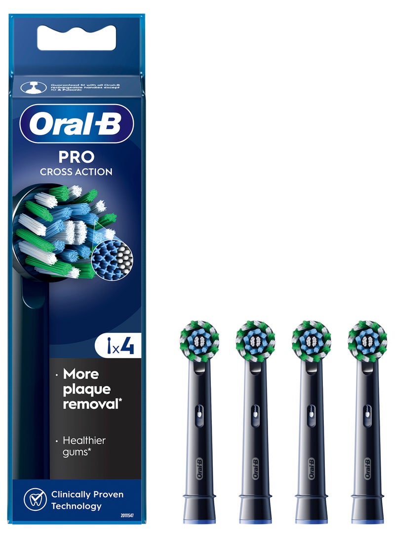 Oral-B Cross Action Electric Toothbrush Head - Pack of 4 - Black - Image 1