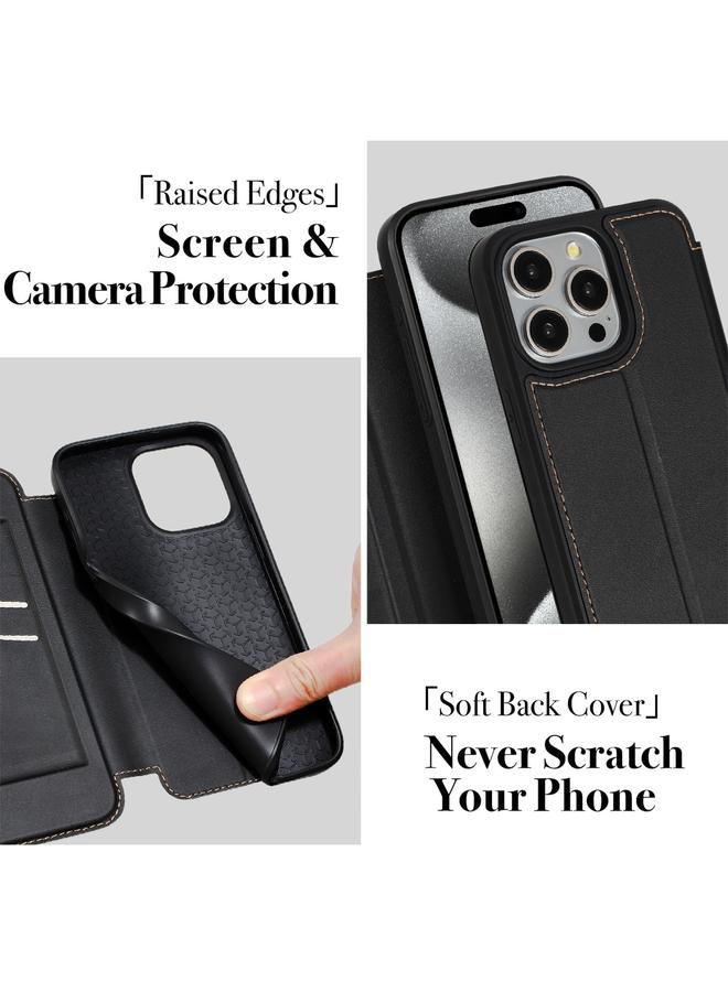 S-TOP Case For iPhone 14 Pro Max Magnetic Armor Series RFID Card Slots Leather Phone Case - Image 3