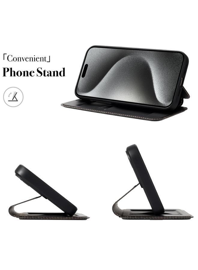 S-TOP Case For iPhone 14 Pro Max Magnetic Armor Series RFID Card Slots Leather Phone Case - Image 4