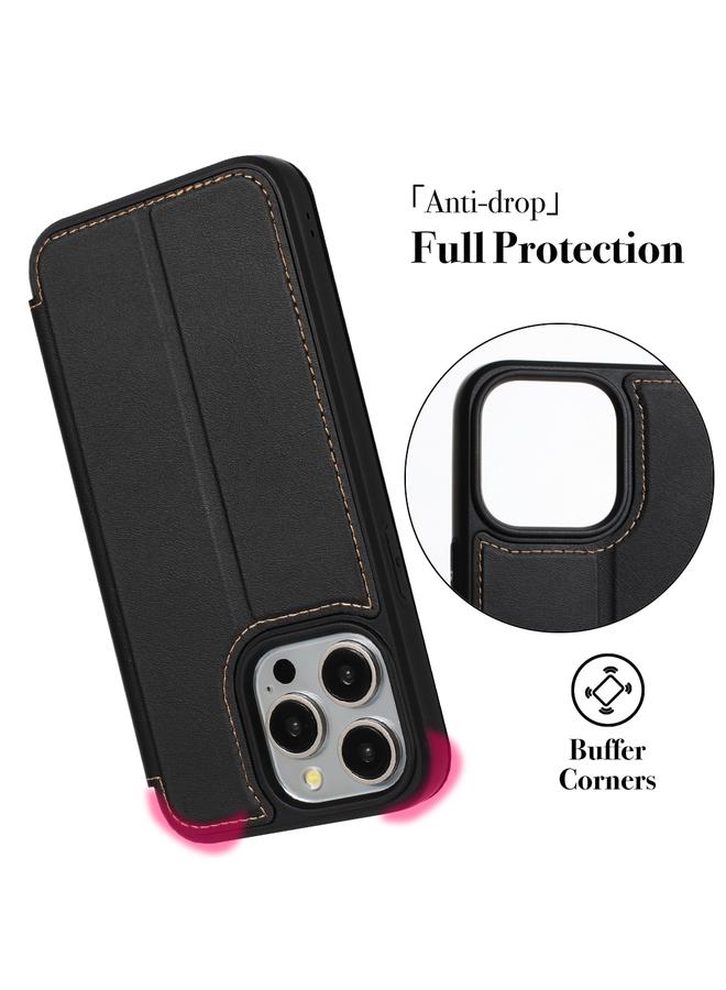 S-TOP Case For iPhone 14 Pro Max Magnetic Armor Series RFID Card Slots Leather Phone Case - Image 5