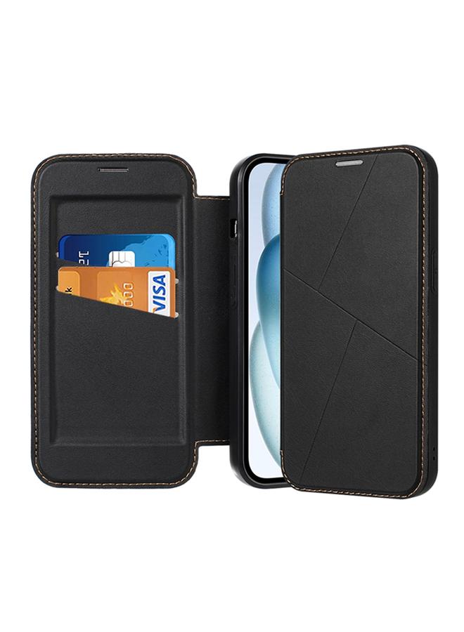 S-TOP Case For iPhone 14 Pro Max Magnetic Armor Series RFID Card Slots Leather Phone Case - Image 1