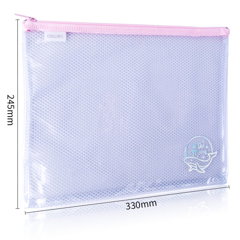 Deli 72587 Zipper Bag Beiming Fish File Bag Transparent Storage Bag A4 Student Test Paper Clip Small Fresh - Image 3