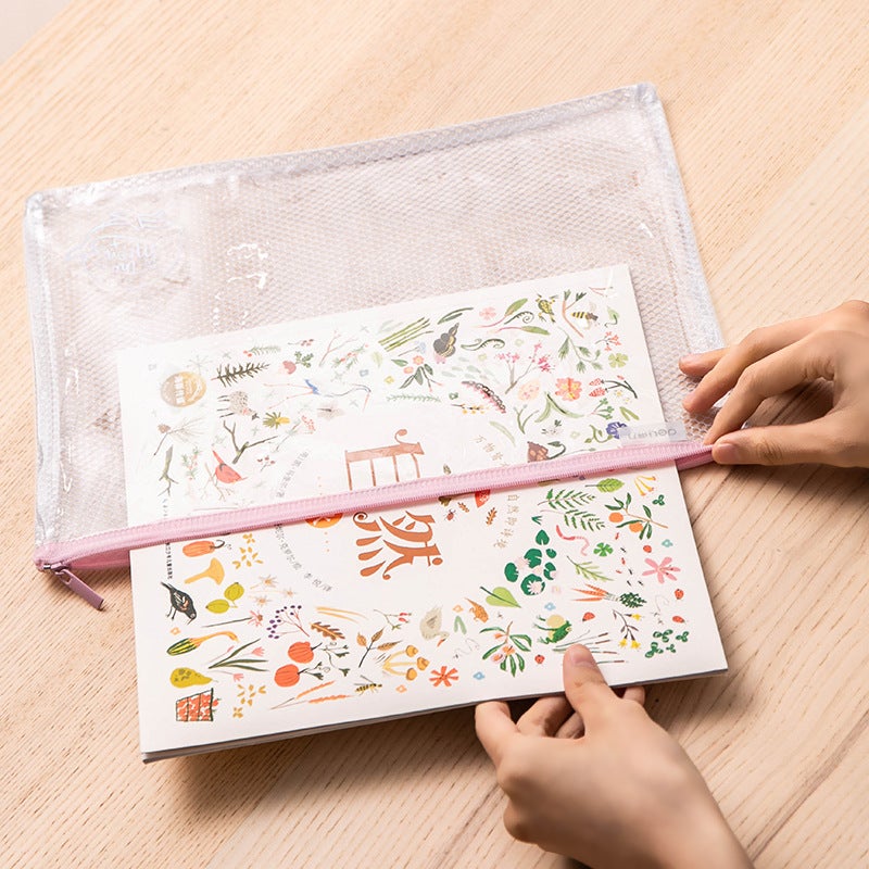 Deli 72587 Zipper Bag Beiming Fish File Bag Transparent Storage Bag A4 Student Test Paper Clip Small Fresh - Image 5