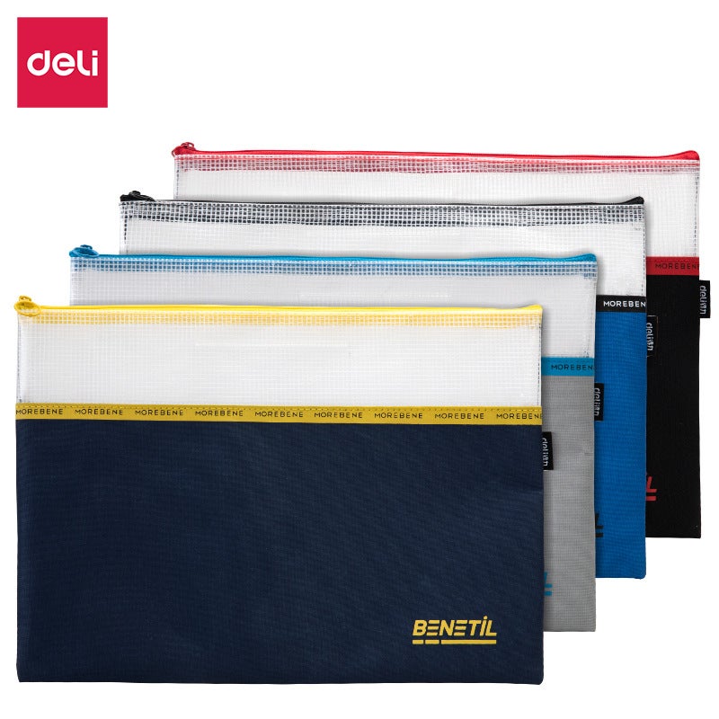 Deli 72587 Zipper Bag Beiming Fish File Bag Transparent Storage Bag A4 Student Test Paper Clip Small Fresh - Image 1