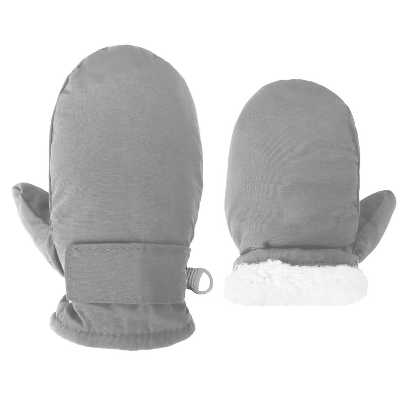 Fynnsure Toddler Mittens Baby Waterproof Snow Gloves Kids Ski Snow Gloves Cold Weather Mittens for Boys Girls Solid Gray 1-2 Years - Image 1