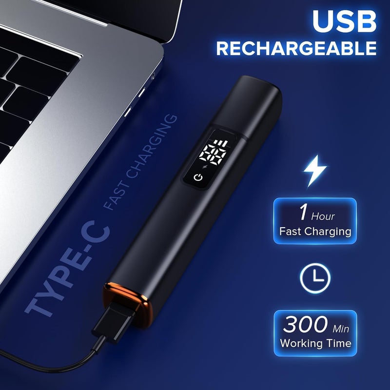 لينجي قاطعة شعر الأنف من لينجي، قاطعة شعر الأنف قابلة لإعادة الشحن عبر USB، قاطعة شعر الأنف للرجال مقاومة للماء IPX7، قاطعة احترافية غير مؤلمة للحواجب وشعر الوجه بشفرات مزدوجة الحواف (أسود) - Image 5