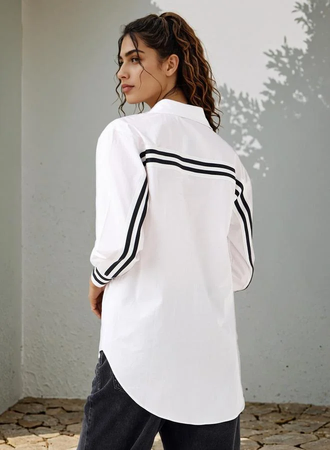 تواكستريمز قميص واسع بياقة مطرز مقاس عادي