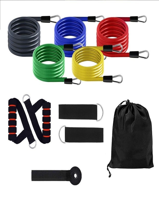 LAFILLETTE 11pcs Exercise Workout Bands with Carry Bag, Door Anchor, Handles, Ankle Straps for Body Stretching Physical Therapy and Resistance Training - Image 1