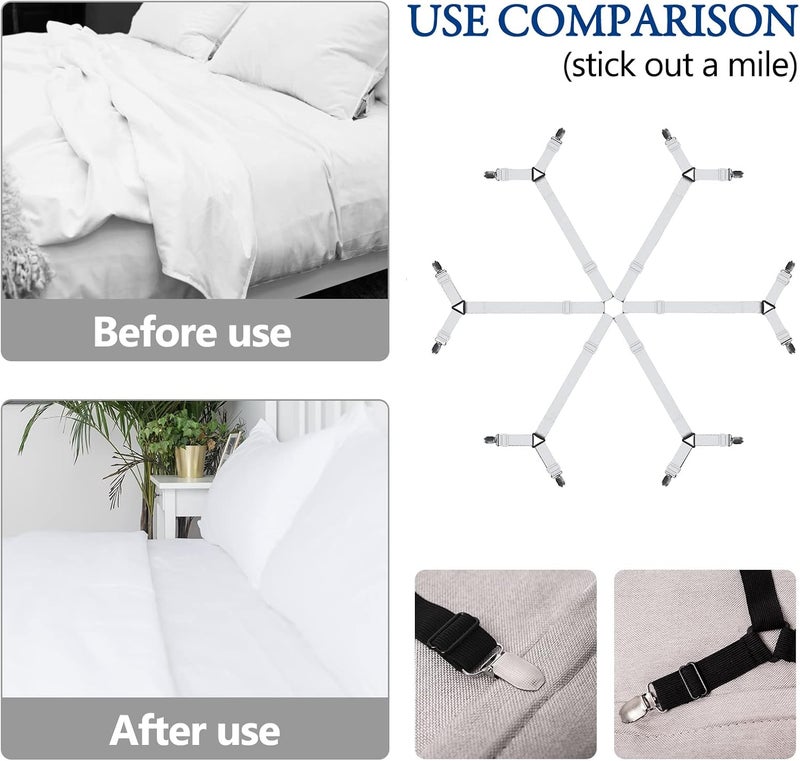 TGOOD Bed Sheet Holder Straps, Mattress Cover Clips to Hold Sheets in Place, Adjustable Bed Bands, Elastic Grippers,Fasteners,Keepers,Suspenders Fitted for Bedding,stayers, Bedsheet Tie Downs - Image 2