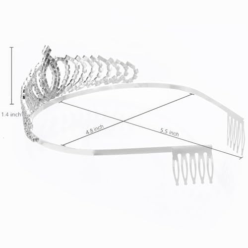 Vofler Tiaras and Crowns, Vofler 2 Pack Crystal Rhinestone Headband Headpiece Hair Jewelry for Women Ladies Girls Bridal Bride Princess Queen Birthday Wedding Pageant Prom Halloween Costume Party Silver - Image 5