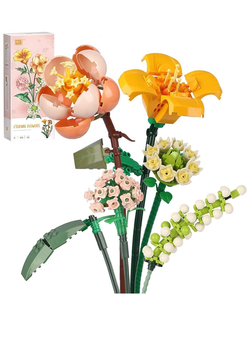 ULHYC - Mini Bricks Flower Bouquet Building Sets Home Decor Artificial Flowers DIY for Children Teens Adults Home Decoration Gift - Image 1