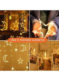Generic Chenever Star Moon Curtain Ramadan Fairy Lights 3.5M LED Curtain Lights Garland Wedding Decorations Ramadan Christmas Party for Home Garden  - Image 2