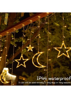 Generic Chenever Star Moon Curtain Ramadan Fairy Lights 3.5M LED Curtain Lights Garland Wedding Decorations Ramadan Christmas Party for Home Garden  - Image 3