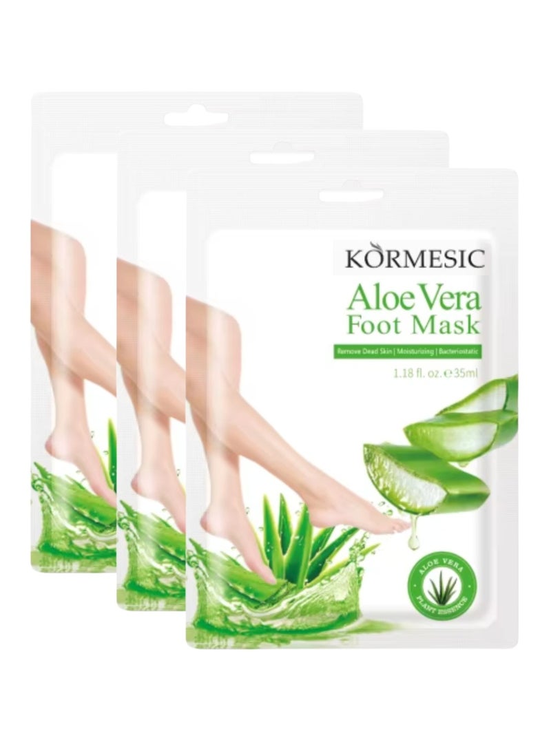 3 Pairs Aloe Vera Foot Mask Moisturizing Foot Mask Set for Exfoliating Remove Dead Skin & Remove Odor Gentle Exfoliate Soften Calluses Repair Dry Rough Foots 3x35ml