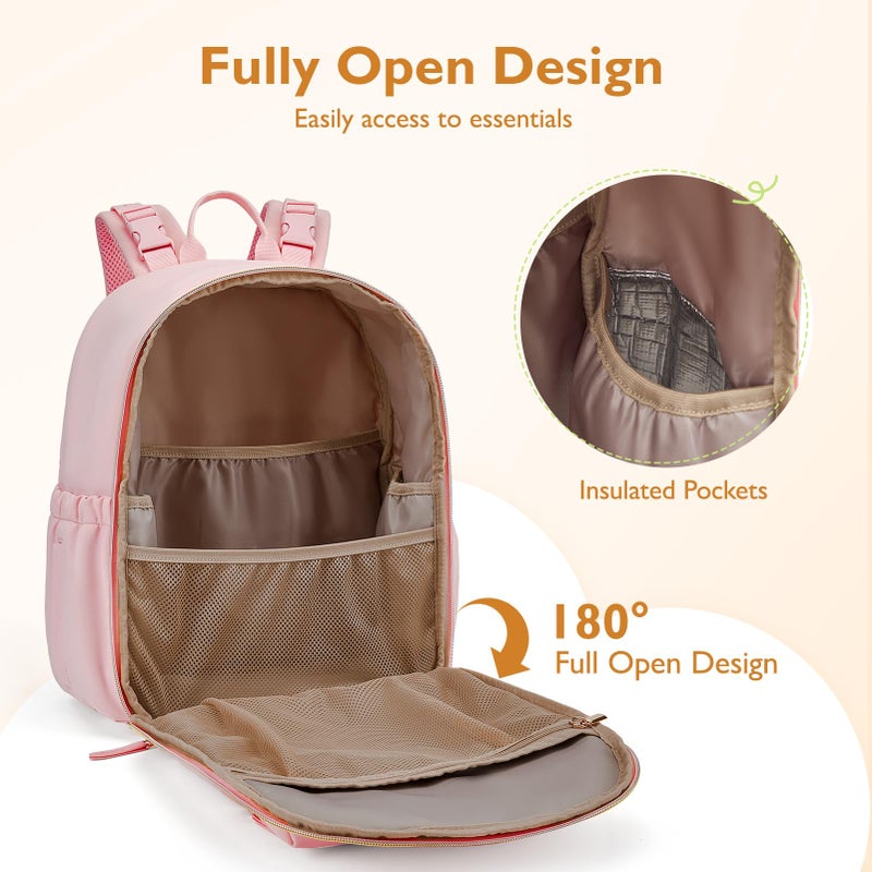 mommore Neoprene Diaper Bag Backpack Small Baby Bag Travel Mini Diaper Backpack for Newborn with Insulated Pockets, Stroller Straps - Image 3