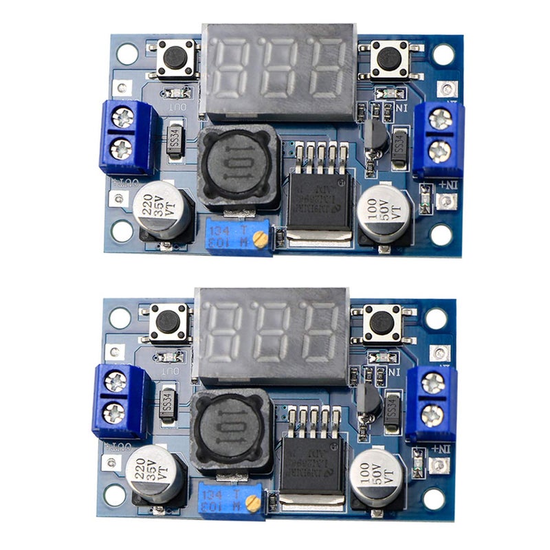 MANGO LM2596S DCDC Buck Converter DIY 440V to 12537V StepDown Regulator Power Module Volt Stabilizer with LED Voltmeter Display 2PCS