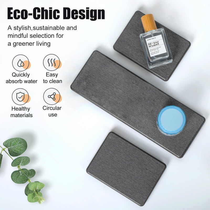 Lyxel 3PCS Stone Drying Tray, Water Absorbing Stone Tray for Sink, Stones Soap Trays, Fast Dry Diatomite Stones Mat,Used for Hand Soaps,Sponge,Toothbrush Holder in Bathroom Counter and Kitchen Sinks - Image 3