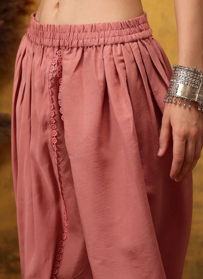 Indo Street Ethnic Motifs Embroidered Kurta with Dhoti Pants for Women