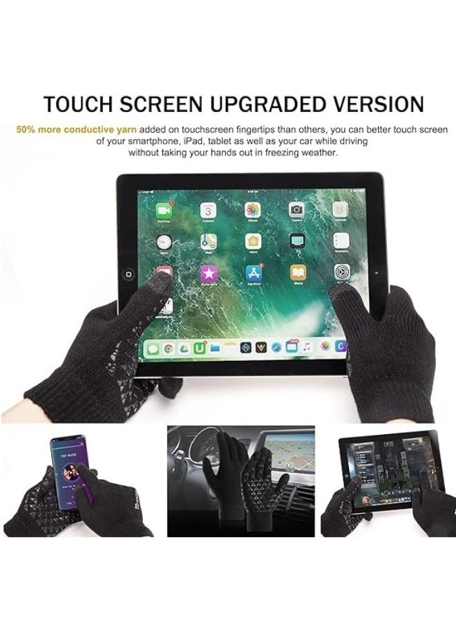 RATSAW 1 Pairs of Winter Knit Gloves for Men with Upgraded Touch Screen Anti-Slip Gloves  - Image 3