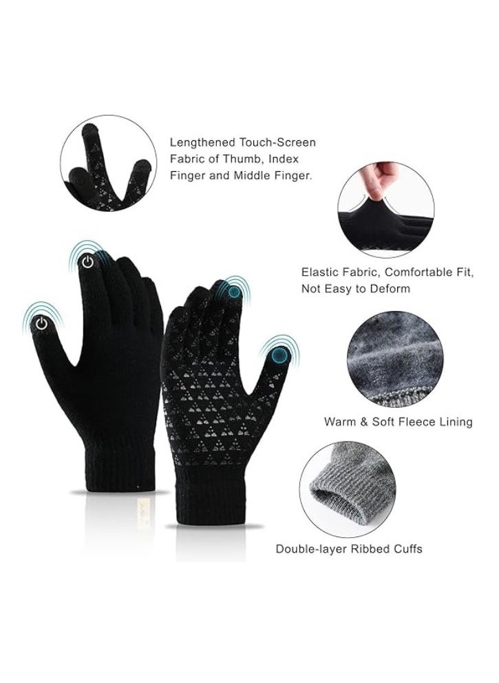 RATSAW 1 Pairs of Winter Knit Gloves for Men with Upgraded Touch Screen Anti-Slip Gloves  - Image 4