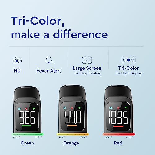 Viproud No-Touch Thermometer for Adults and Kids - Digital Forehead Thermometer with High Accuracy, Ultra Clear LEDScreen and Fever Alarm - Image 3