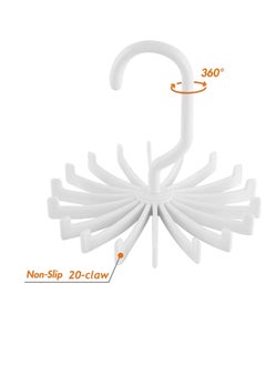 Y&D Multifunctional Tie Rack, 20-Claw Hanger, 4.4 Inches Large Size Twirl Plastic Ties Hanger for Women Men Home Bedroom Supplies Rotating Belt Scarf Holder Hook Closet Storage (8 Pack White)…  - Image 5