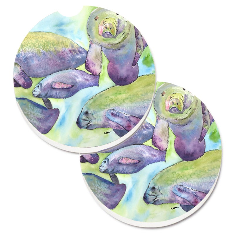 Caroline's Treasures ""Caroline's Treasures Manatee Set of 2 Cup Holder Car Coasters 8544CARC  2.56  Multicolor"" 
