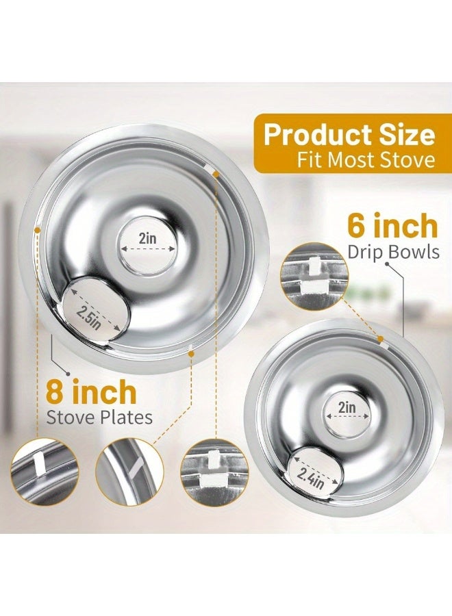 Gray round burner cover oil return pan oil filter pan gas stove oil dripping bowl replaces stove kitchen gas stove accessories-burner oil dripping pan two 6 inches+two 8 inches - Image 2