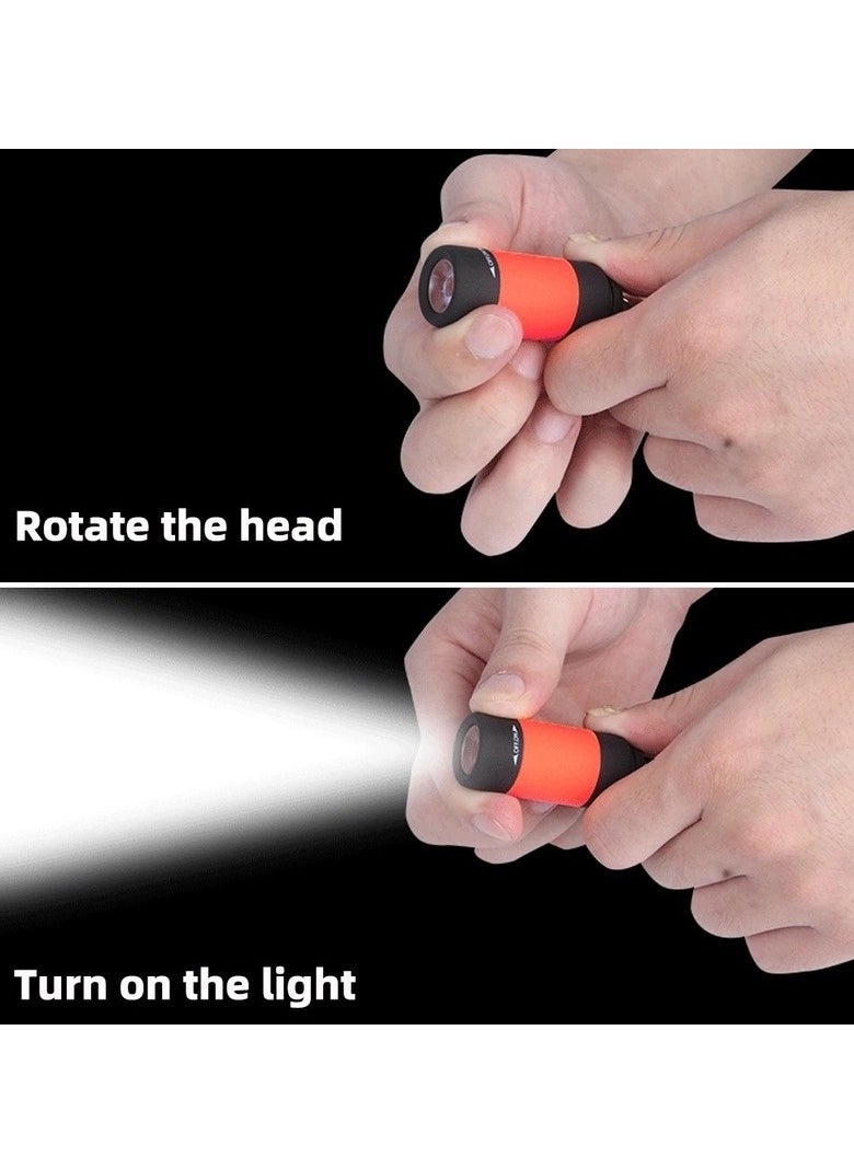 AROAQ Mini Keychain Flashlight, Usb Torch Rechargeable Colorful Led Flashlight, Portable Bright Flashlight Keychain, High-powered Keychain Lamp With Hook For Camping, (red)  - Image 3