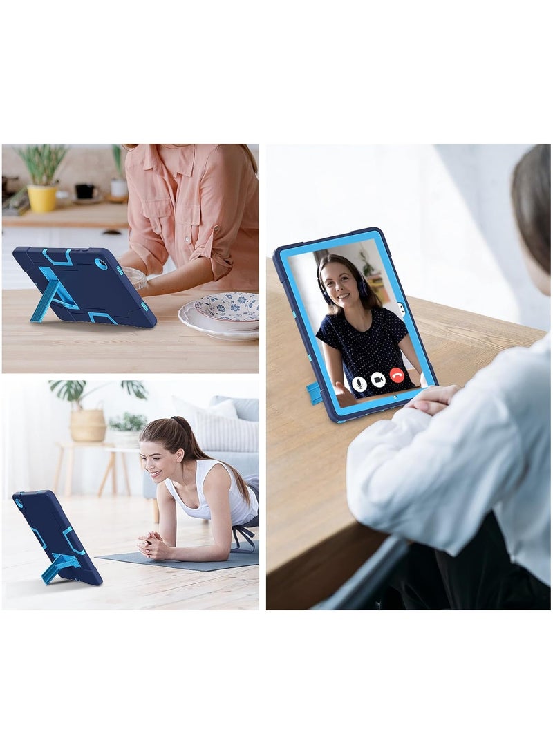 حافظة Galaxy Tab A9 Plus SM-X216B 2023، حافظة حماية هجينة متينة مكونة من 3 طبقات وممتصة للصدمات ومضادة للخدش مع مسند لجهاز Galaxy Tab A9 Plus (أسود + أزرق) - Image 4