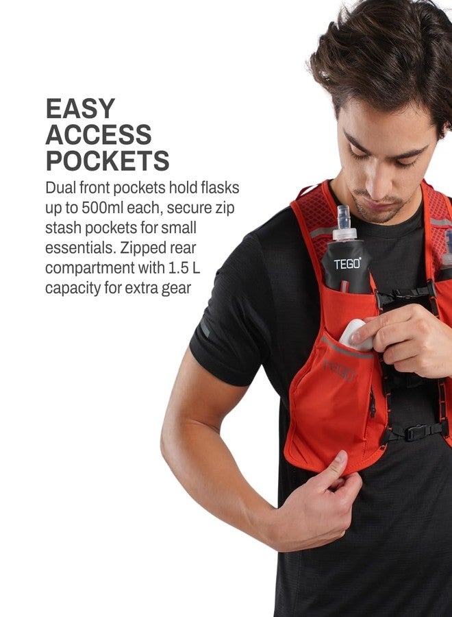 TEGO Pacer Lite Running Hydration Vest | Lightweight Minimalist Running Vest | Compatible with 200 ml / 250 ml / 500 ml Soft Flasks | Reflective | for Running & Training - Image 4