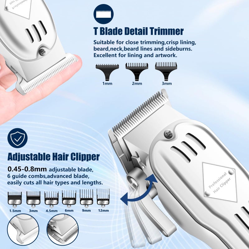 SUNNOW Hair Clippers Professional Cordless for Men, Electric Foil Shavers Razor & Beard Hair Trimmer Kit, Rechargeable Hair Cut Machines Fade Clippers Set, 3 in1 Beard Trimming Kit for Home, Barber - Image 2