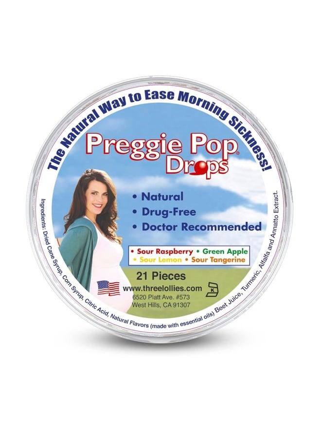Three Lollies Preggie Drops - Pregnancy Nausea Relief - Naturally Flavored Lozenges to Relieve Morning Sickness Symptoms - Natural Essential Oils for Nausea Prevention - 4 Flavors - 21 ct  - Image 1