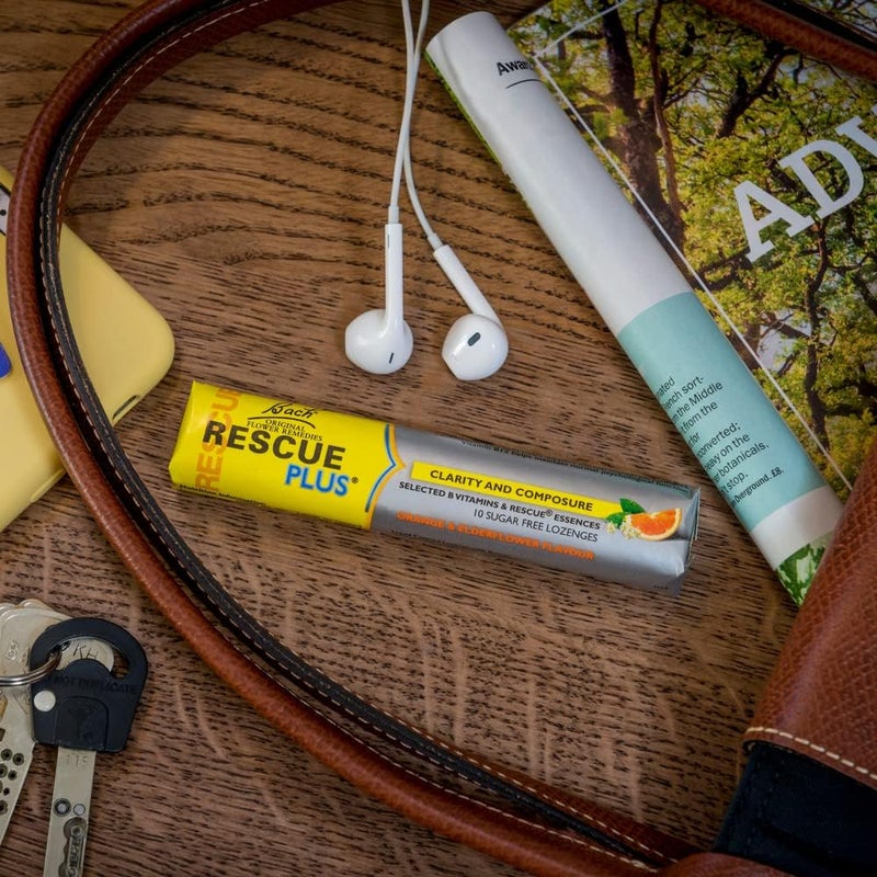RESCUE لوذعات إنقاذ بلس كلاريتي كومبوزر فيتامين ب خالية من السكر مع خلاصات الأزهار وفيتامينات ب برتقال وزهرة البيلسان لحظات القلق - Image 5