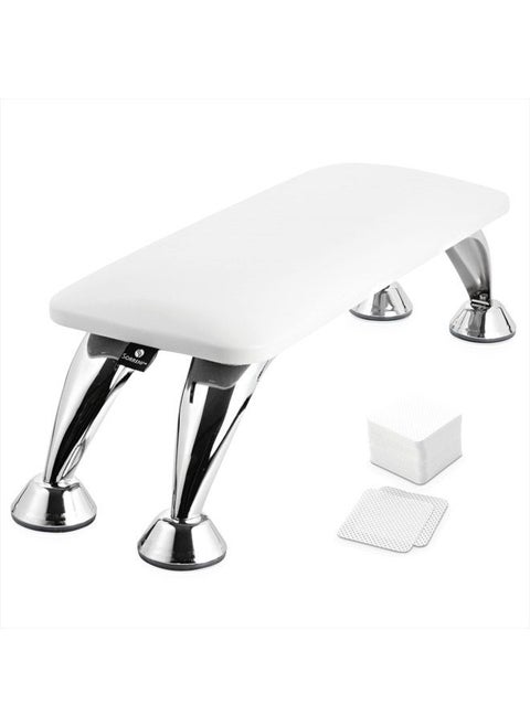 Arm Rest for Nails - Nail Arm Rest - Nail Arm Rest for Nail Tech with 100Pcs Lint Free Nail Wipes - Hand Rest for Nails - Nail Hand Rest - Hand Rest Nail Tech Use - Nail Tech Must Haves (White)